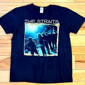 DIRE STRAITS MENS LARGE CONCERT TEE, 2014, NICE, Black Graphic Band T-Shirt